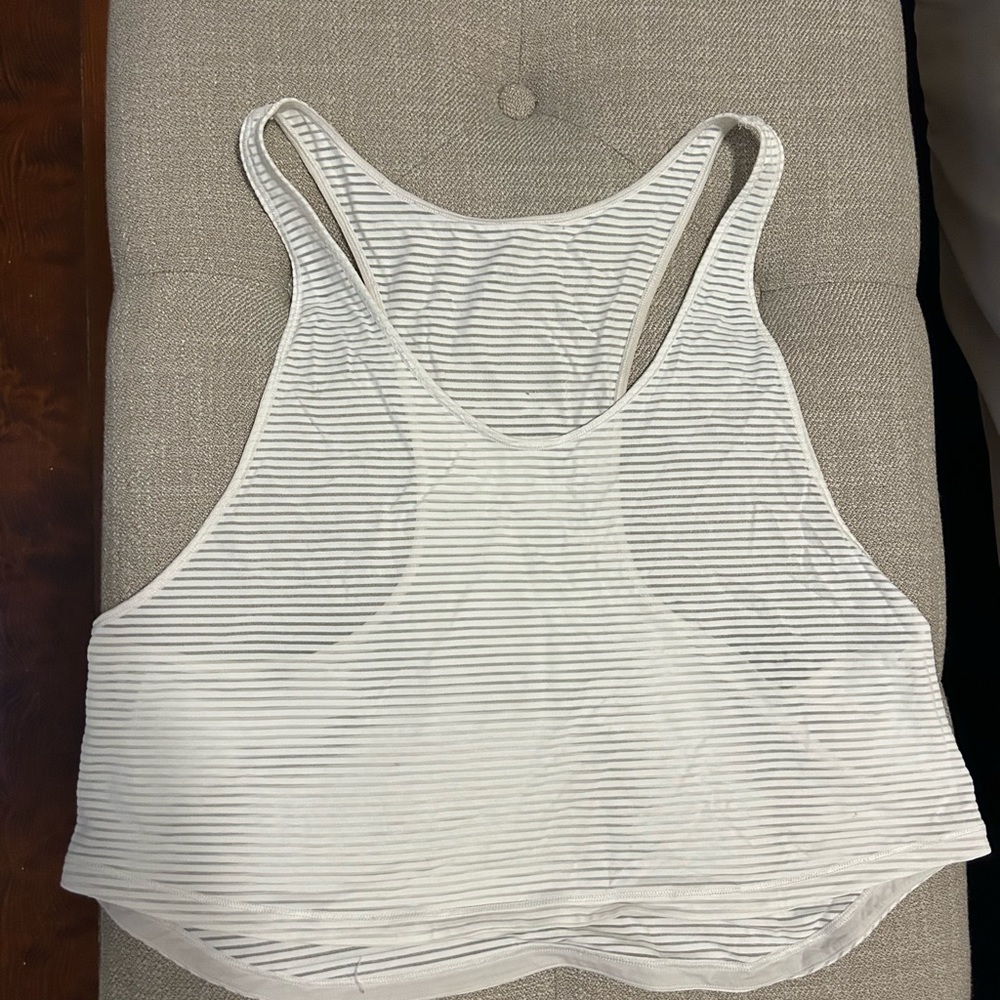 Lululemon Athletica transparent striped flowy workout tank with racer back